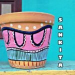 Handpainted indoor outdoor flower pot/planter