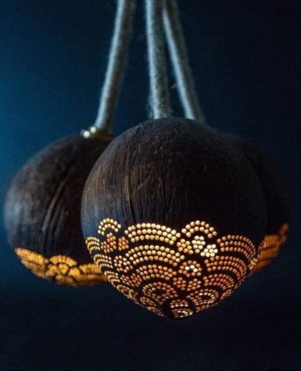 Handcrafted Coconut shall hanging light