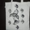 Hand painted cotton fish bag