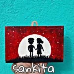 Handpainted wall hanging wooden key holder