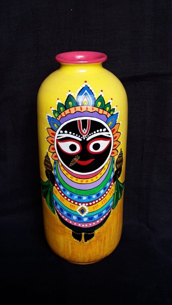 Jagannath idol Painted Long Terracotta Flower Vase