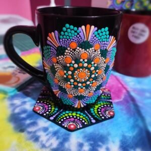 Dot mandala coffee mug (black)