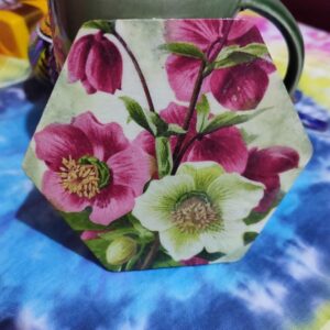 Decoupage and textured coasters 2pc each set
