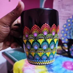 Dot painted coffee mug (black)