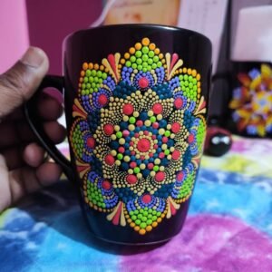 Dot mandala hand painted coffee mug