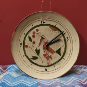 Bird painted Wall Clock Of Terracotta