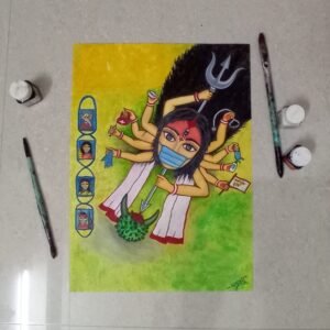 Hand Painted Corona Binashini Durga Painting