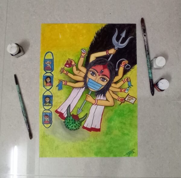 Hand Painted Corona Binashini Durga Painting