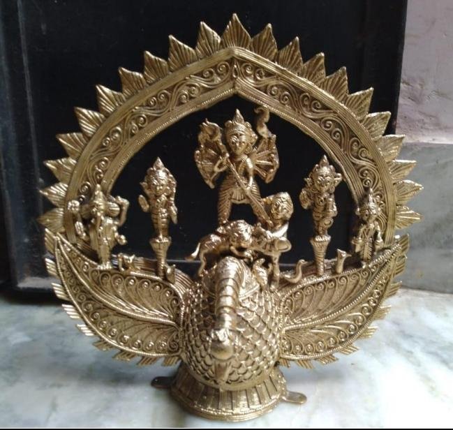 Dokra Murti of Peacock Plate Durga