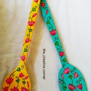 Hand Painted Wall Hanging Lotus Spatula Set of Two