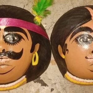 Decorative Tribal Couple Chhau Mask Pair
