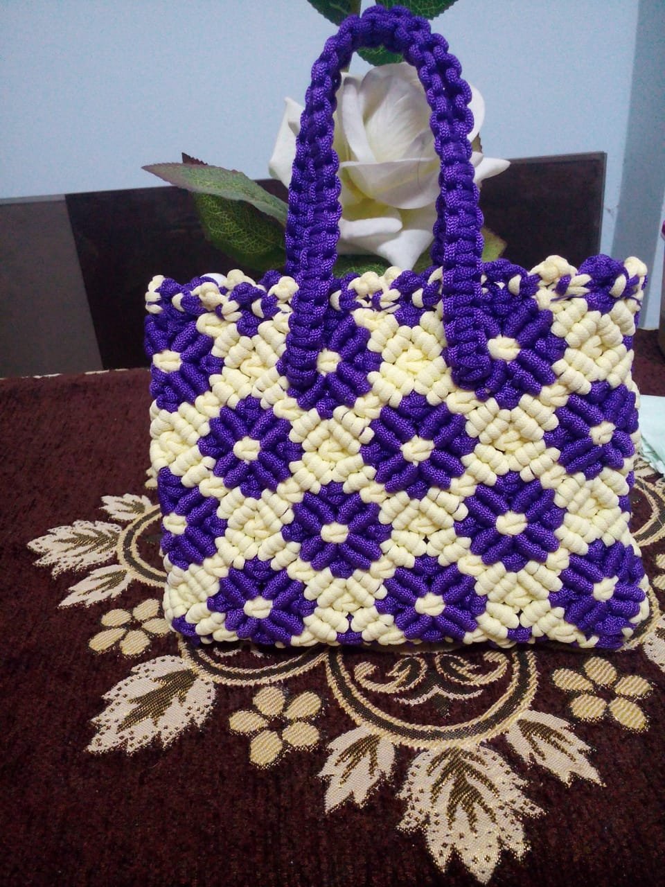 ALIF CRAFT Womens Macrame Purse Pattern  Boho Handbag Macrame Handmade  macrame shoulder bag  Boho chic macrame shopping bag  Gift for her