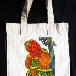 Indiweavaes Budha Cotton Work Canvas Handle Handmade Bag,  Top Handle hand Bag-MultiColor