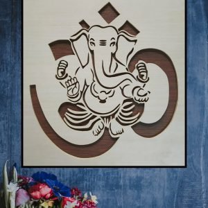Lord Ganesha on OM wooden decal (double layered)