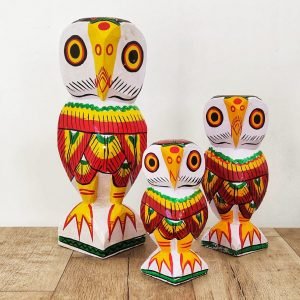 White Woden Owl Set – 10,7,5 inch