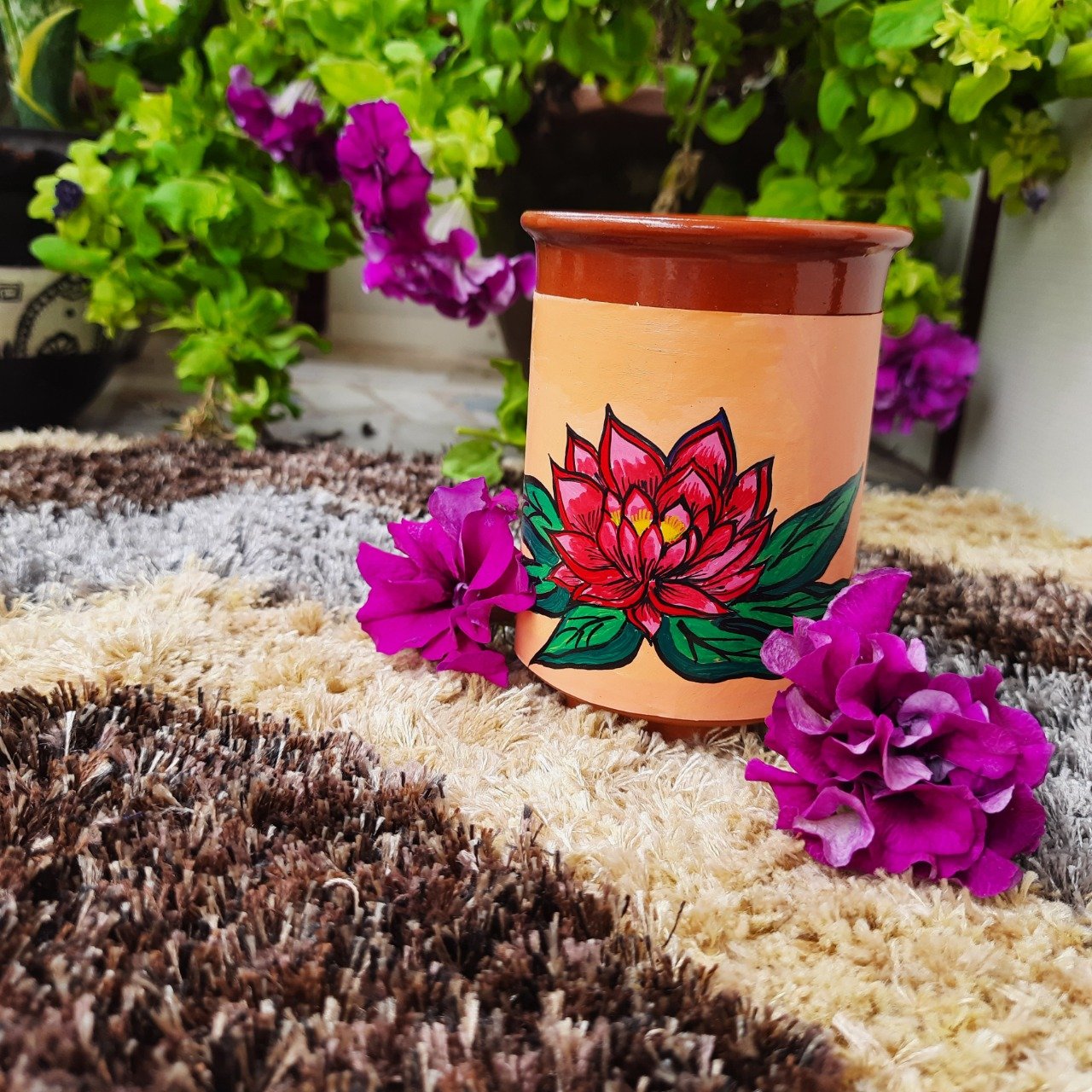 Lotus Flower Hand Painted Kullhad - Necessity eStore