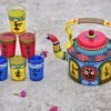 Hand Painted Kettle With 6 pcs Glass