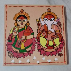 Laxmi & Ganesh  Acrylic Canvas Painting