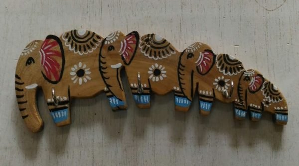 Wooden key ring holder Elephant