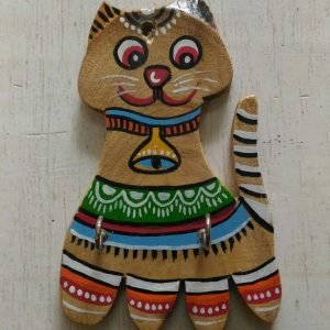 Wooden key ring holder Cat