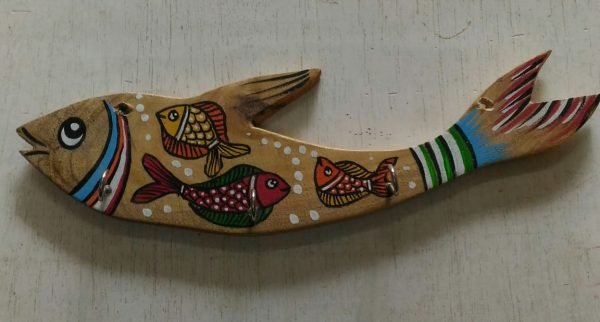 Wooden key ring holder Fish
