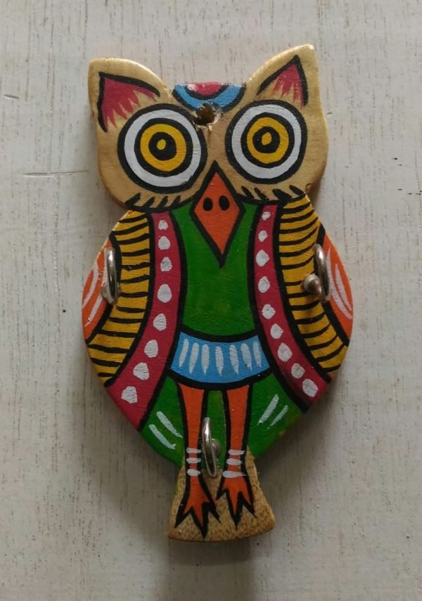 Wooden key ring holder Owl