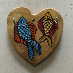 Wooden key ring holder Heart