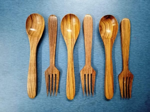 Sheesham Wood Table Spoon and Fork Pack of 6