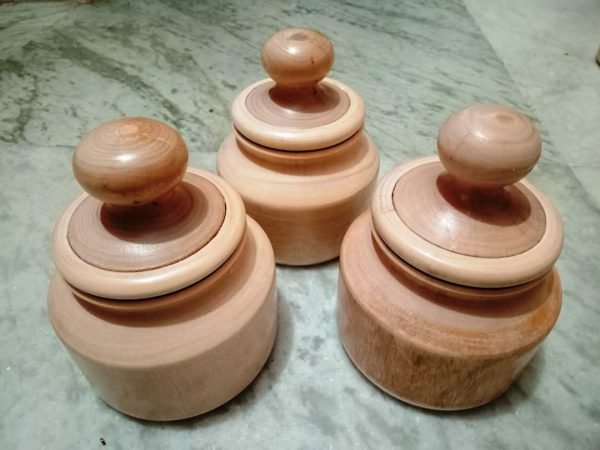 Chakaldah Wood Salt Jar with lid