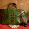 Faux leather bag - Handpainted leaf Art Bag