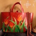 Faux leather bag – Handpainted leaf Art Bag