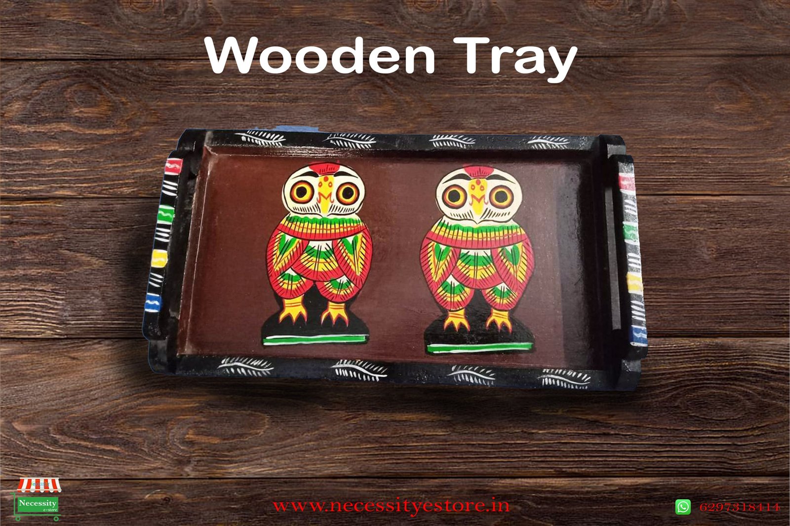 Handpainted owl Wooden Tray