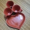 Terracotta Cup Set With Heart Shape Tray