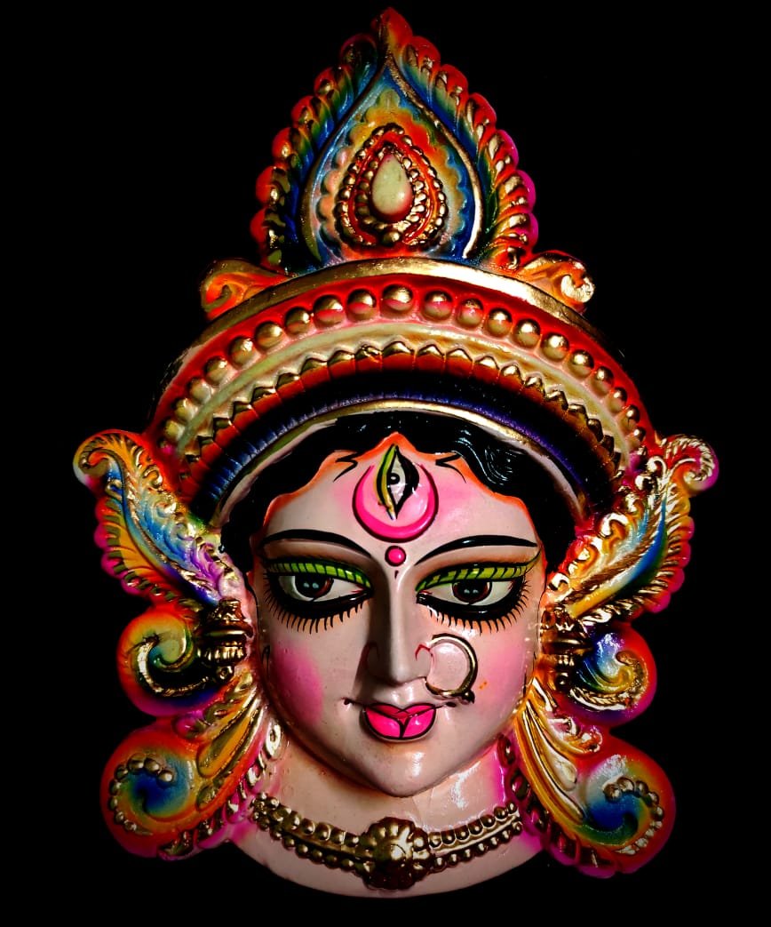 Terracotta Ma Durga Wall hanging Mask - Necessity eStore - @Best Price