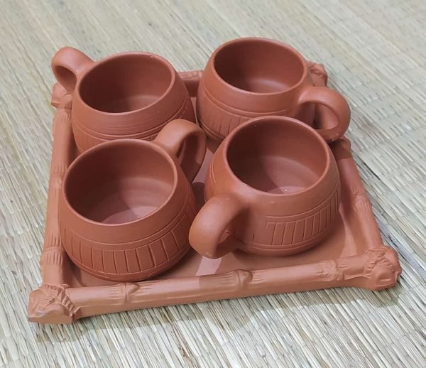 Terracotta Cups With Tray