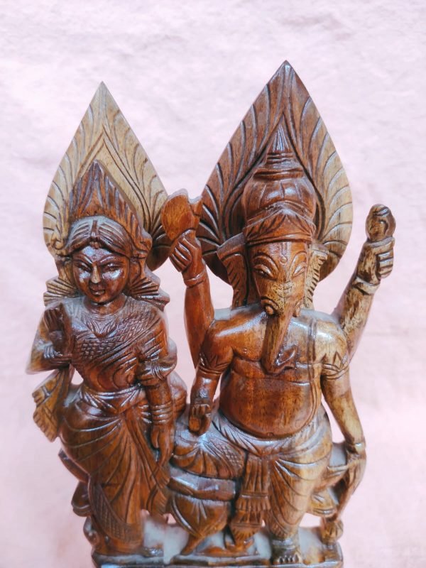 Wooden Laxmi And Ganesh Murti