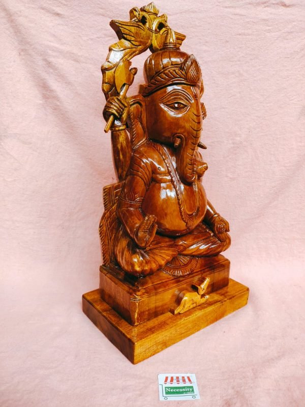 Wooden Sitting Ganesh Murti