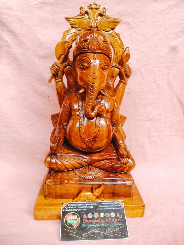 Wooden Sitting Ganesh Murti