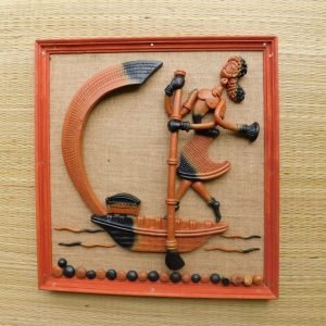 Lady-On-Boat Terracotta Wall-hanging
