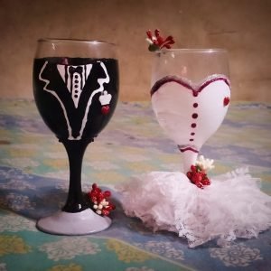 wedding couple wine-glass