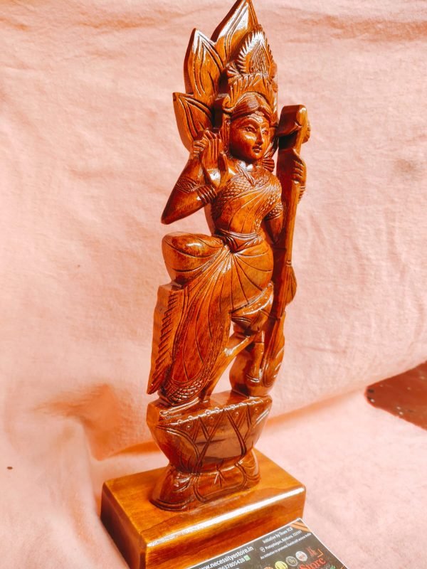 Wooden Swaraswati Idol