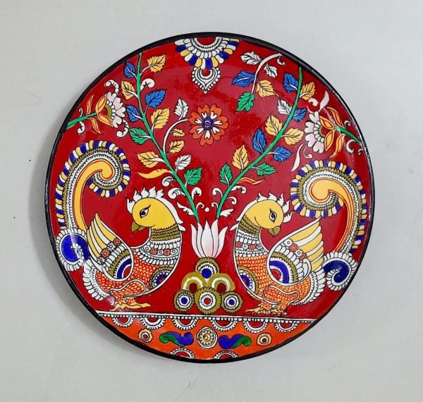 Colorful Bird Painted Wooden Wall Hanging Plate