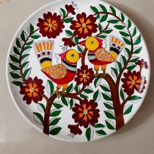 Birds Painted Wooden Wall Hanging Plate
