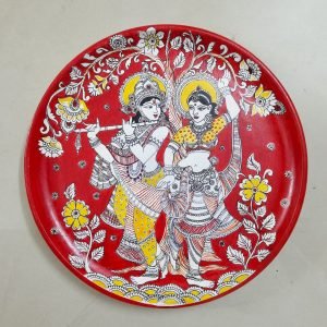 Kalmakari Art Radha Krishna Painted Decorative Plate