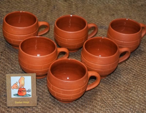 Terracotta Ceramic Coted Cup Set of 6
