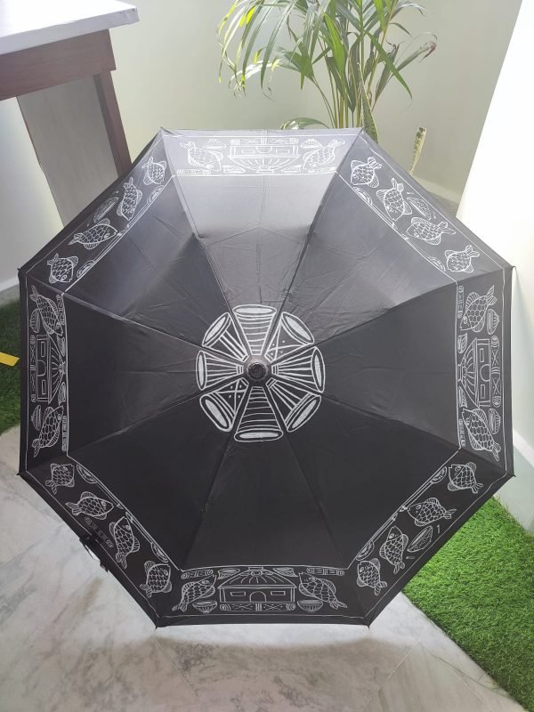 Hand Printed Black Umbrella