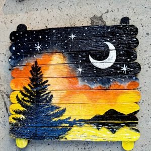 Wall Hanging Hand Painted Popsicle stick art