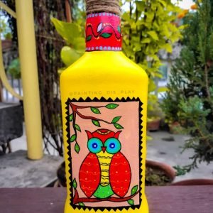 Colorful Owl Painted Bottle Art