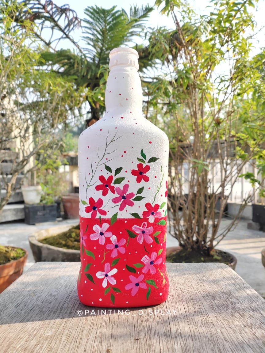 Colorful Flower Painted Bottle Art - Necessity eStore - Order Now!