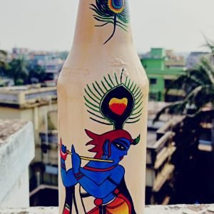 Lord Krishna painting Bottle Art